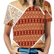 AILLOSA YH-235 Tamamı Baskılı Kısa Kollu Yuvarlak Yaka Kadın T-shirt