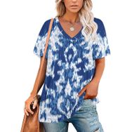 AILLOSA YH-236 Tamamı Baskılı V Yaka Kısa Kollu Kadın T-Shirt