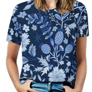 AILLOSA YH-237 Tamamı Baskılı Kısa Kollu Yuvarlak Yaka Kadın T-shirt