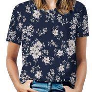 AILLOSA YH-238 Tamamı Baskılı Kısa Kollu Yuvarlak Yaka Kadın T-shirt