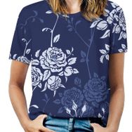 AILLOSA YH-240 Tamamı Baskılı Kısa Kollu Yuvarlak Yaka Kadın T-shirt