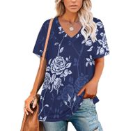 AILLOSA YH-240 Tamamı Baskılı V Yaka Kısa Kollu Kadın T-Shirt