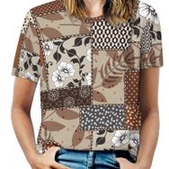 AILLOSA YH-243 Tamamı Baskılı Kısa Kollu Yuvarlak Yaka Kadın T-shirt