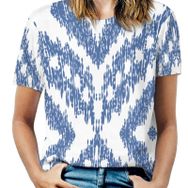 AILLOSA YH-244 Tamamı Baskılı Kısa Kollu Yuvarlak Yaka Kadın T-shirt