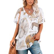 AILLOSA YH-250 Tamamı Baskılı V Yaka Kısa Kollu Kadın T-Shirt
