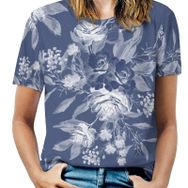 AILLOSA YH-251 Tamamı Baskılı Kısa Kollu Yuvarlak Yaka Kadın T-shirt