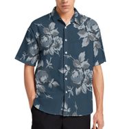 AILLOSA YH-255 Aloha Hawaii 3D Desen Kısa Kollu Erkek Gömlek