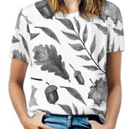 AILLOSA YH-256 Tamamı Baskılı Kısa Kollu Yuvarlak Yaka Kadın T-shirt