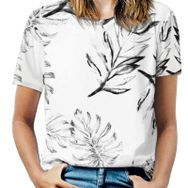 AILLOSA YH-257 Tamamı Baskılı Kısa Kollu Yuvarlak Yaka Kadın T-shirt