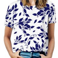 AILLOSA YH-26 Tamamı Baskılı Kısa Kollu Yuvarlak Yaka Kadın T-shirt