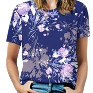 AILLOSA YH-261 Tamamı Baskılı Kısa Kollu Yuvarlak Yaka Kadın T-shirt