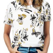 AILLOSA YH-263 Tamamı Baskılı Kısa Kollu Yuvarlak Yaka Kadın T-shirt