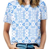 AILLOSA YH-267 Tamamı Baskılı Kısa Kollu Yuvarlak Yaka Kadın T-shirt