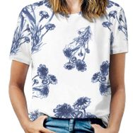 AILLOSA YH-268 Tamamı Baskılı Kısa Kollu Yuvarlak Yaka Kadın T-shirt