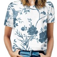 AILLOSA YH-269 Tamamı Baskılı Kısa Kollu Yuvarlak Yaka Kadın T-shirt