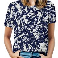 AILLOSA YH-27 Tamamı Baskılı Kısa Kollu Yuvarlak Yaka Kadın T-shirt