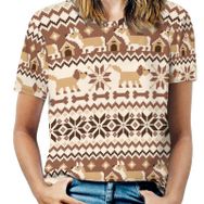 AILLOSA YH-270 Tamamı Baskılı Kısa Kollu Yuvarlak Yaka Kadın T-shirt