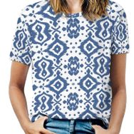 AILLOSA YH-271 Tamamı Baskılı Kısa Kollu Yuvarlak Yaka Kadın T-shirt