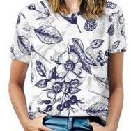 AILLOSA YH-273 Tamamı Baskılı Kısa Kollu Yuvarlak Yaka Kadın T-shirt