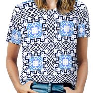 AILLOSA YH-274 Tamamı Baskılı Kısa Kollu Yuvarlak Yaka Kadın T-shirt