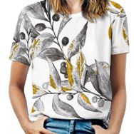 AILLOSA YH-278 Tamamı Baskılı Kısa Kollu Yuvarlak Yaka Kadın T-shirt