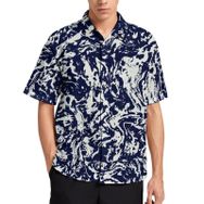 AILLOSA YH-27B Aloha Hawaii 3D Desen Kısa Kollu Erkek Gömlek