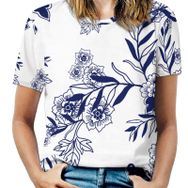 AILLOSA YH-288 Tamamı Baskılı Kısa Kollu Yuvarlak Yaka Kadın T-shirt