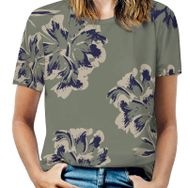 AILLOSA YH-292 Tamamı Baskılı Kısa Kollu Yuvarlak Yaka Kadın T-shirt