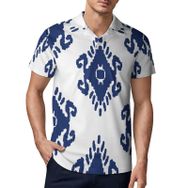 AILLOSA YH-294 3D Baskılı Desen Kısa Kollu Polo Yaka Erkek T-shirt