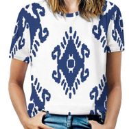 AILLOSA YH-294 Tamamı Baskılı Kısa Kollu Yuvarlak Yaka Kadın T-shirt