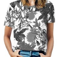 AILLOSA YH-295 Tamamı Baskılı Kısa Kollu Yuvarlak Yaka Kadın T-shirt