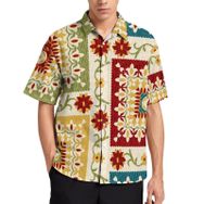 AILLOSA YH-297 Aloha Hawaii 3D Desen Kısa Kollu Erkek Gömlek