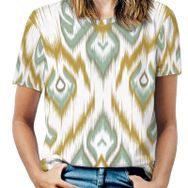 AILLOSA YH-298 Tamamı Baskılı Kısa Kollu Yuvarlak Yaka Kadın T-shirt