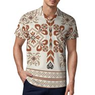 AILLOSA YH-299 3D Baskılı Desen Kısa Kollu Polo Yaka Erkek T-shirt