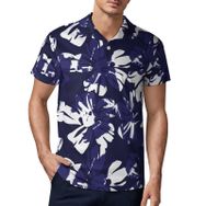 AILLOSA YH-30 3D Baskılı Desen Kısa Kollu Polo Yaka Erkek T-shirt