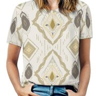 AILLOSA YH-306 Tamamı Baskılı Kısa Kollu Yuvarlak Yaka Kadın T-shirt
