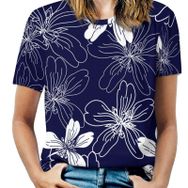 AILLOSA YH-308 Tamamı Baskılı Kısa Kollu Yuvarlak Yaka Kadın T-shirt