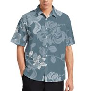 AILLOSA YH-309 Aloha Hawaii 3D Desen Kısa Kollu Erkek Gömlek