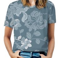 AILLOSA YH-309 Tamamı Baskılı Kısa Kollu Yuvarlak Yaka Kadın T-shirt