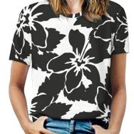 AILLOSA YH-310 Tamamı Baskılı Kısa Kollu Yuvarlak Yaka Kadın T-shirt