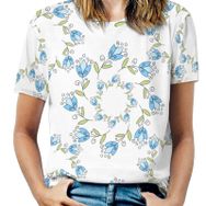AILLOSA YH-311 Tamamı Baskılı Kısa Kollu Yuvarlak Yaka Kadın T-shirt