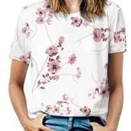 AILLOSA YH-312 Tamamı Baskılı Kısa Kollu Yuvarlak Yaka Kadın T-shirt