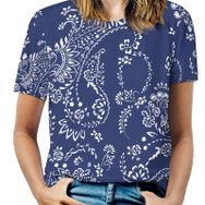 AILLOSA YH-319 Tamamı Baskılı Kısa Kollu Yuvarlak Yaka Kadın T-shirt