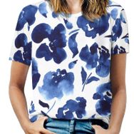 AILLOSA YH-32 Tamamı Baskılı Kısa Kollu Yuvarlak Yaka Kadın T-shirt
