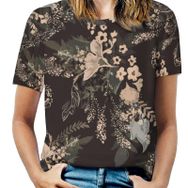 AILLOSA YH-320 Tamamı Baskılı Kısa Kollu Yuvarlak Yaka Kadın T-shirt