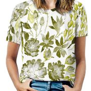 AILLOSA YH-322 Tamamı Baskılı Kısa Kollu Yuvarlak Yaka Kadın T-shirt