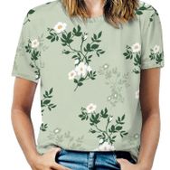 AILLOSA YH-324 Tamamı Baskılı Kısa Kollu Yuvarlak Yaka Kadın T-shirt
