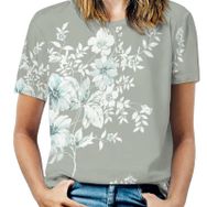 AILLOSA YH-327 Tamamı Baskılı Kısa Kollu Yuvarlak Yaka Kadın T-shirt