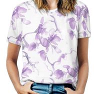 AILLOSA YH-329 Tamamı Baskılı Kısa Kollu Yuvarlak Yaka Kadın T-shirt