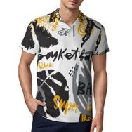 AILLOSA YH-330 3D Baskılı Desen Kısa Kollu Polo Yaka Erkek T-shirt
